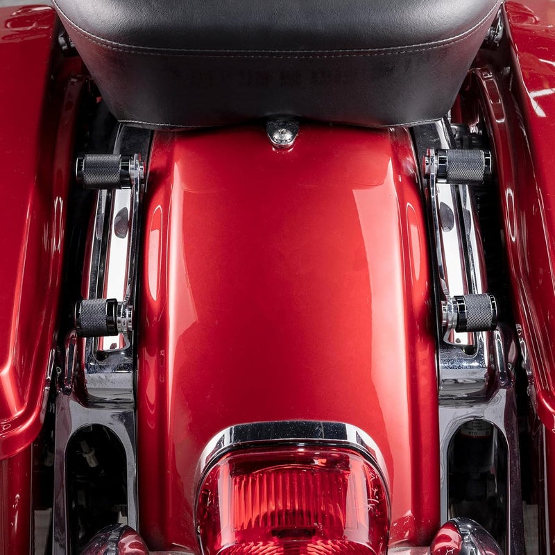 MoFun Rack Docking Point Hardware Kit 4 Point Covers Docking Magnet Caps Steel Compatible with Harley Touring Street Road Electra Glide Road King 1994-UP, Gloss Black - Image 4